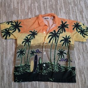 Molo Kids Orange & Yellow Palm-Print Button-Up Shirt Size 3-4